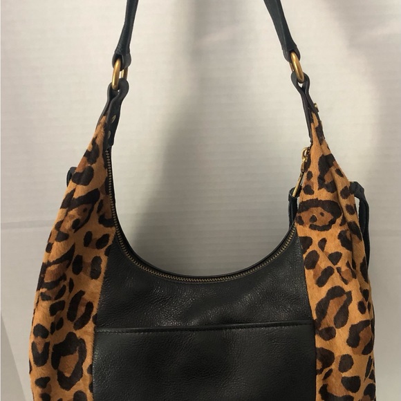 Aimee Kestenberg Black Leather Hobo Leopard Print Bag Purse -No B.S.. - Picture 9 of 13